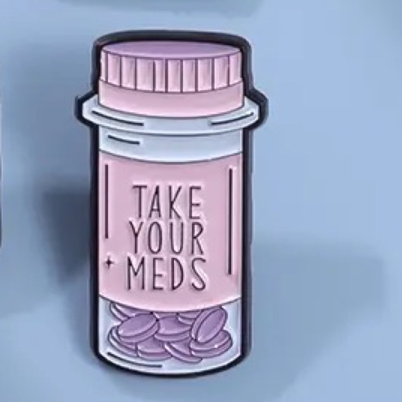 Meds Reminder Enamel Pin Mental Health Antidepressant Pills ADHD Girlfriend Gift - Picture 2 of 9